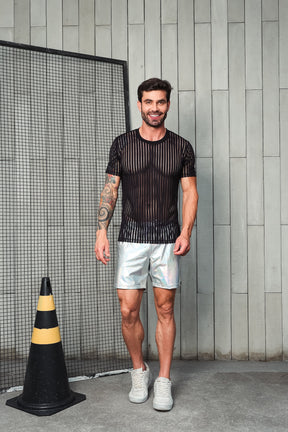 Camiseta em Devorê Listrado