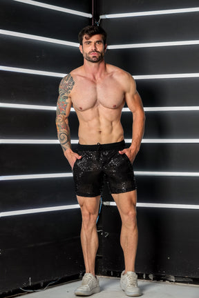 Short Masculino em Paetê Cós Franzido