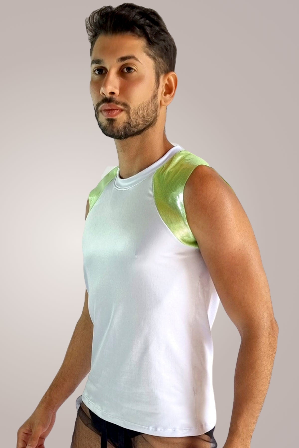 Camiseta Masculina Cirrê Branco com Detalhe Lateral