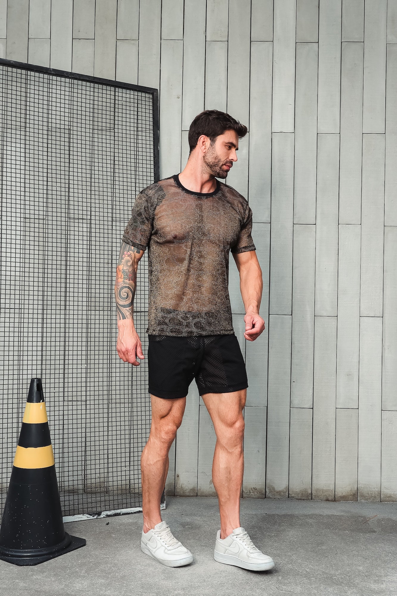 Camiseta Masculina Malha Devore Resinada