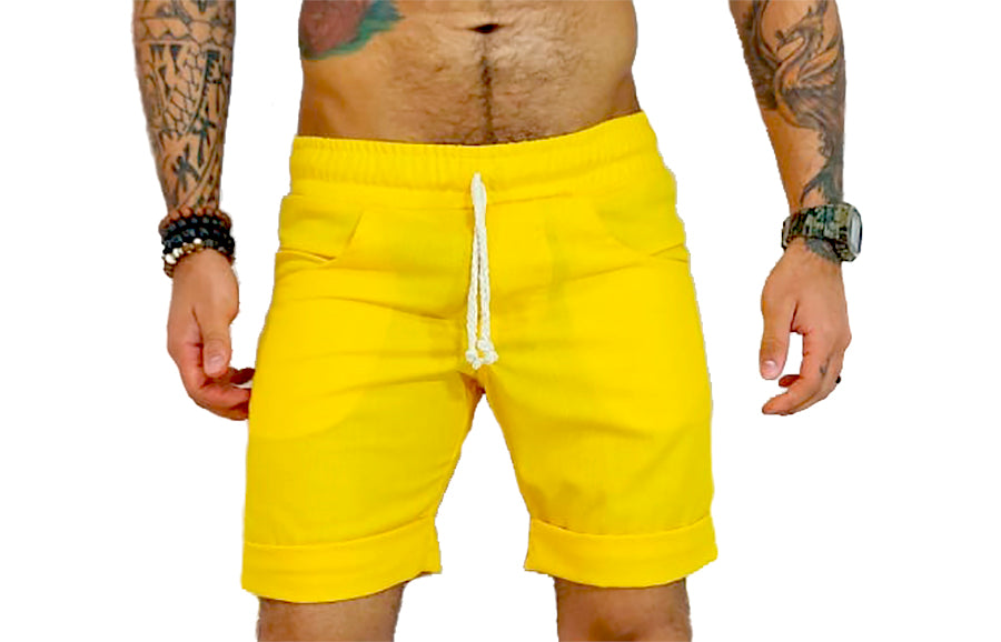 Bermuda Masculina Básica de Linho Barra Italiana