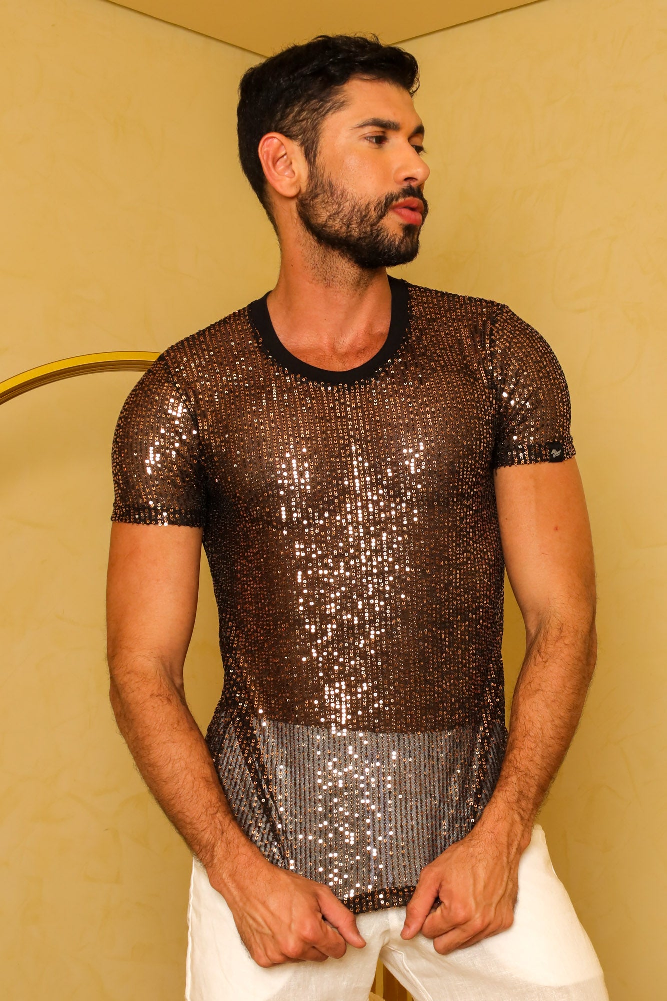 Camiseta Masculina em Paetê