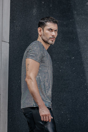 Camiseta Masculina Paetê Holográfico