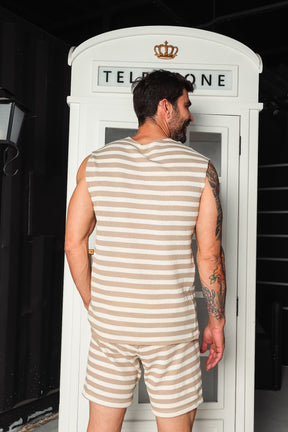 Conjunto Masculino em Tricô Listrado Pastel