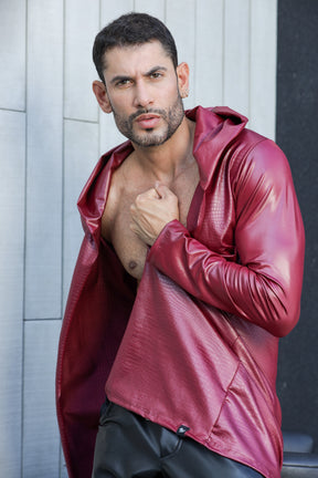 Cardigan Masculino em Cirrê Croco com Capuz