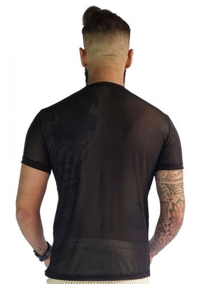 Camiseta Masculina Transparente de Tule Manga Curta