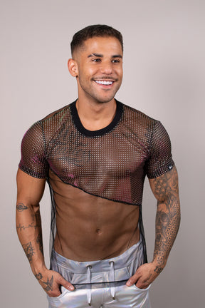 Camiseta Masculina em Tule Detalhe Brilhoso