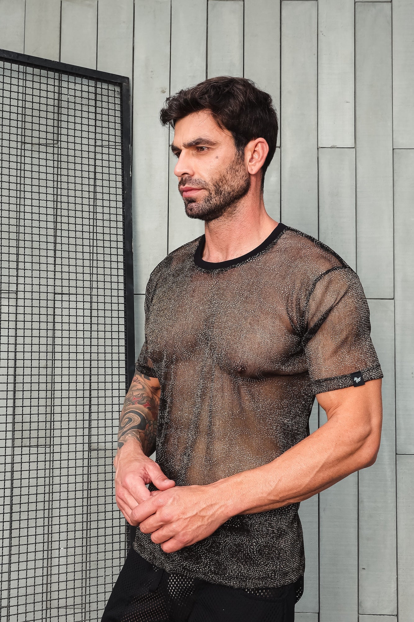 Camiseta Masculina Malha Devore Resinada