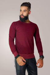 Blusa Masculina de Moletinho Gola Careca Básico Bordô