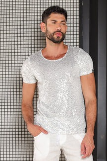 Camiseta Masculina em Paetê