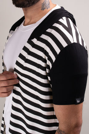 Cardigan Masculino Listrado Manga Curta