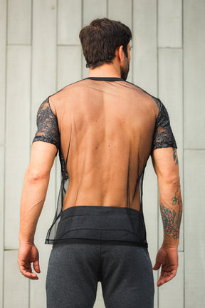 Camiseta Tule com Renda Glitterizada