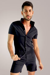 Macaquinho Masculino Slim Gola Padre Preto