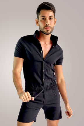 Macaquinho Masculino Slim Gola Padre Preto