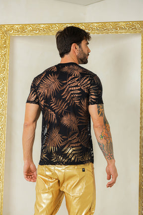 Camiseta Masculina em Devorê Floral