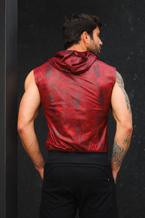 Colete Masculino em Couro Cobra Bordô