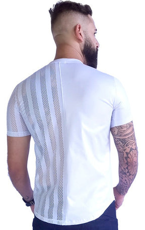 Camiseta Masculina Cirrê com Detalhe Lateral Branco
