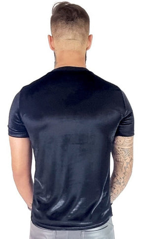 Camiseta Masculina em Veludo Cristal Preto
