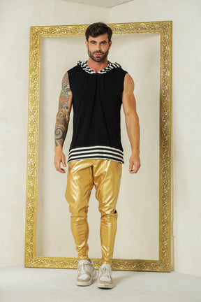 Regata Masculina Machão com Capuz e Detalhe Listrado