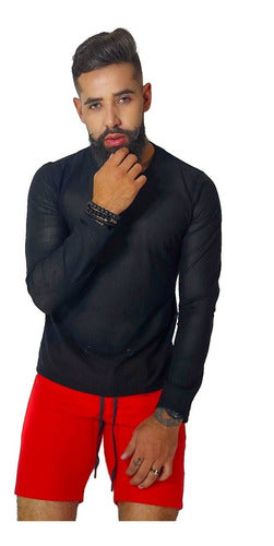 Camiseta Masculina Transparente em Tule