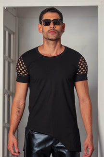 Camiseta Masculina Barra Transversal Viscolycra Manga Arrastão