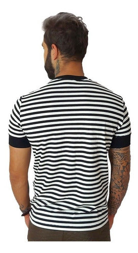 Camiseta Masculina Viscolycra Listrada com Punho nas Mangas