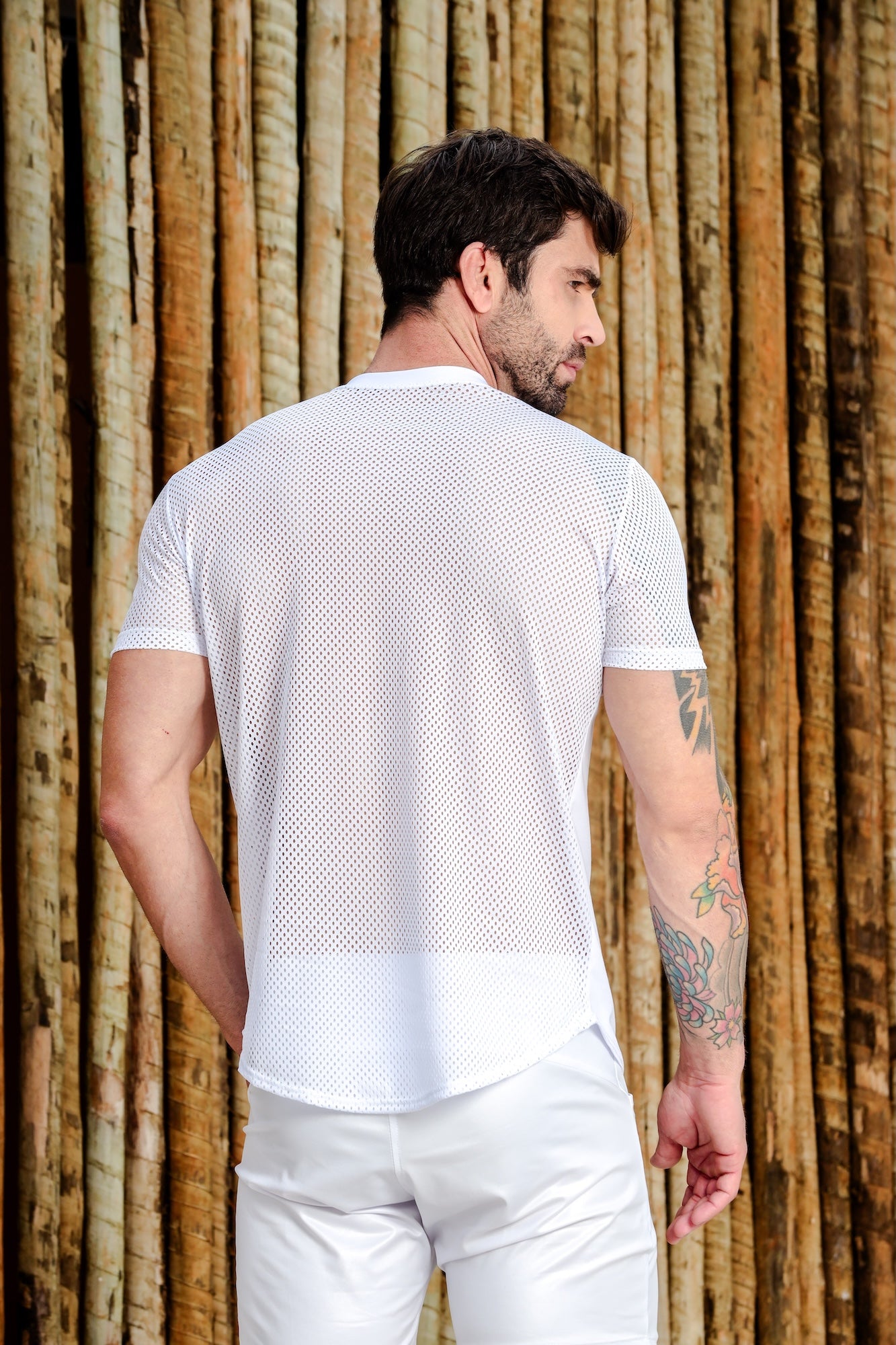 Camiseta Masculina Barra Arredondada Costa em Tela