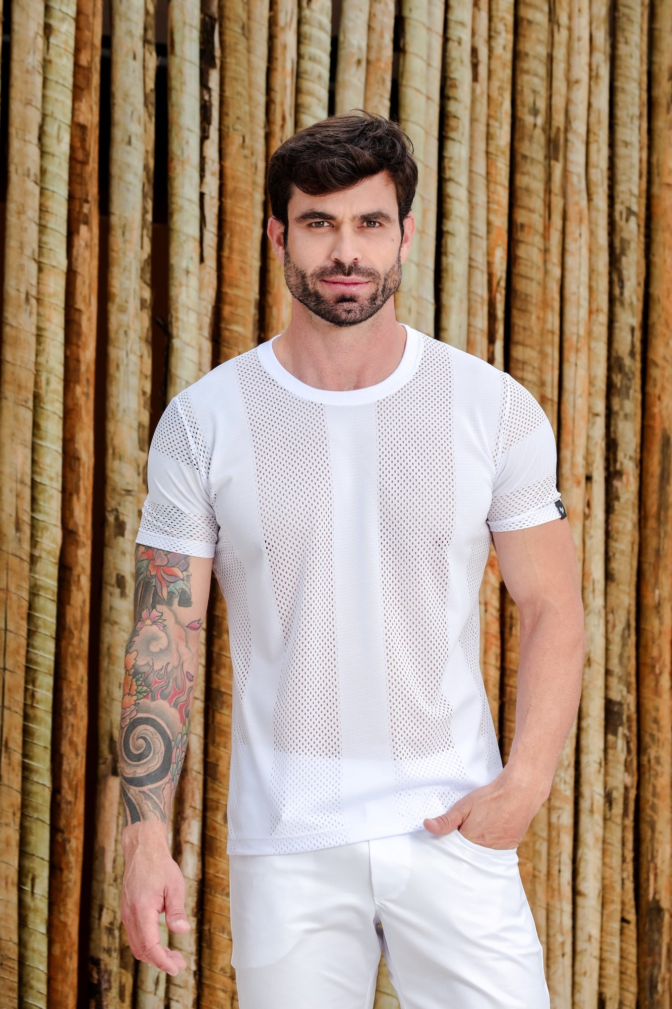 Camiseta Masculina em Tela Listra Vertical