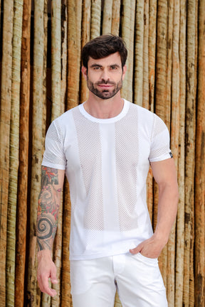 Camiseta Masculina em Tela Listra Vertical