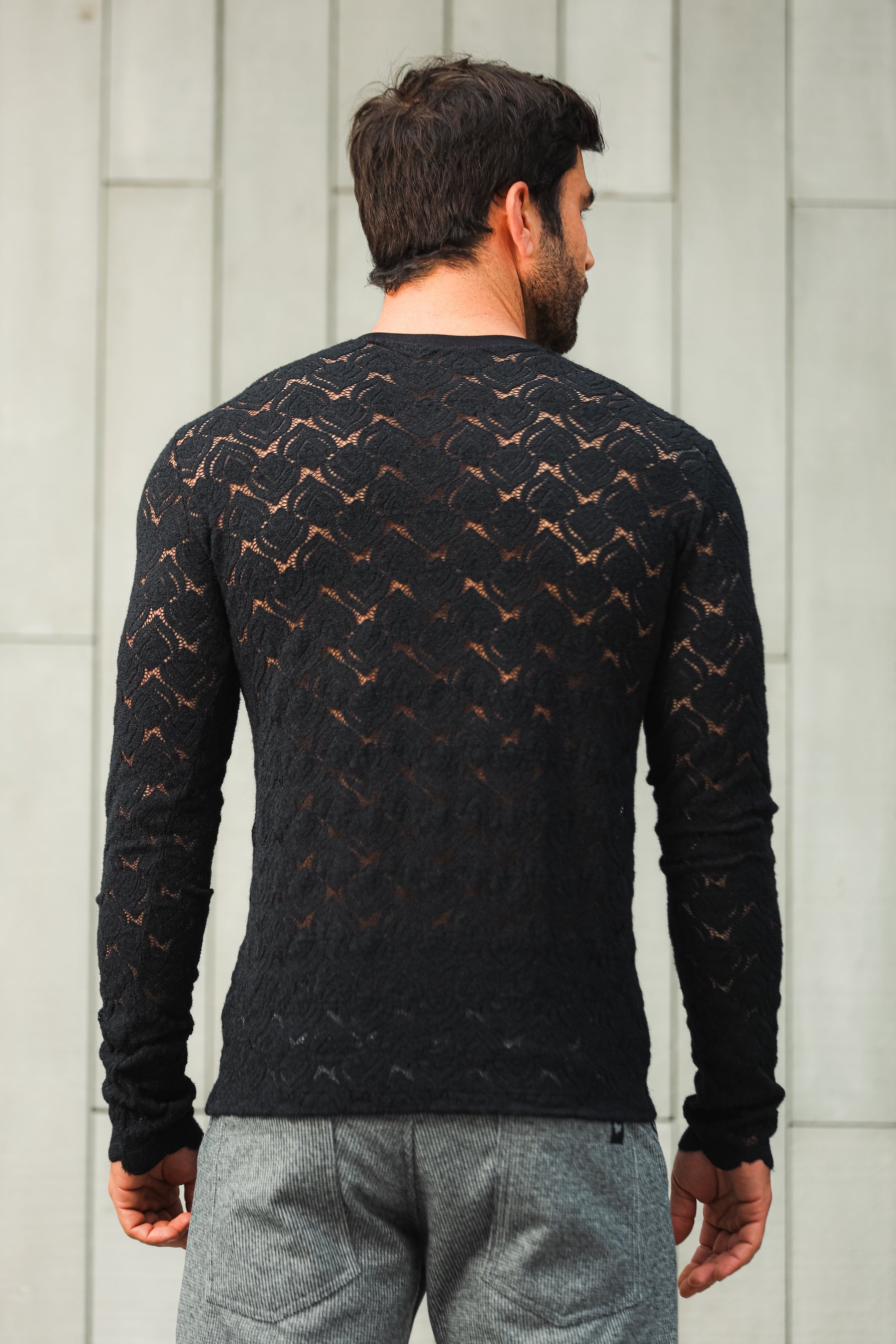 Camiseta Masculina Manga Longa Renda Tulipa