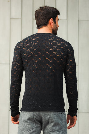 Camiseta Masculina Manga Longa Renda Tulipa