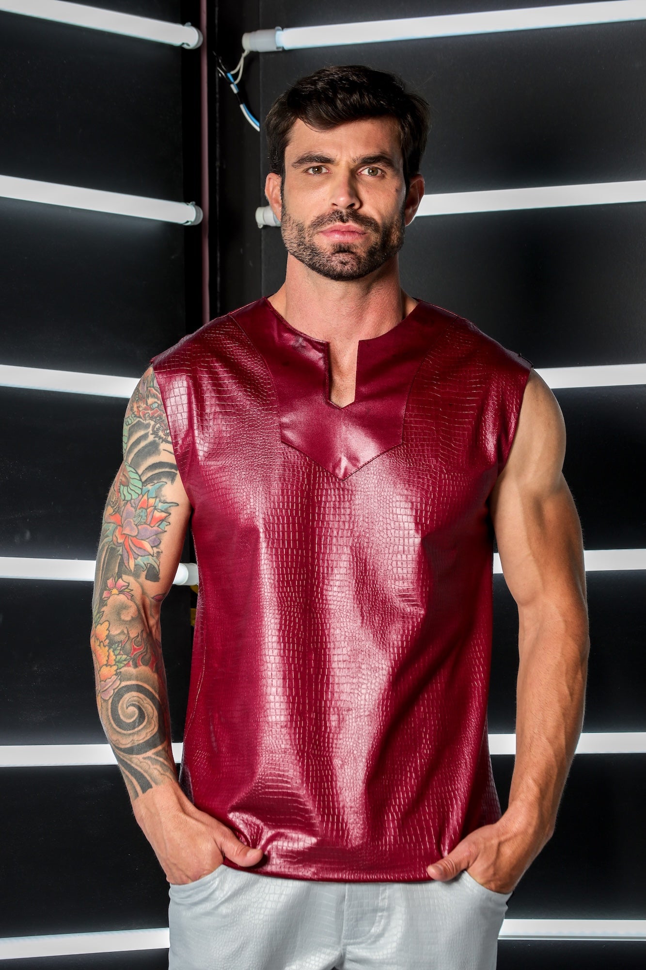 Bata Masculina em Cirrê Pele de Crocodilo