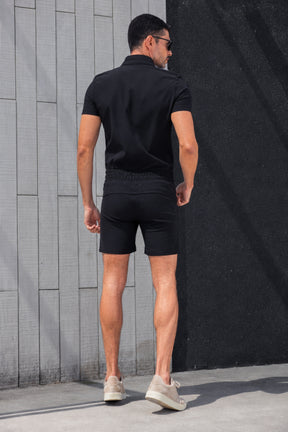 Macaquinho Masculino Slim Gola Padre Preto