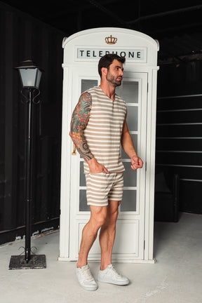 Conjunto Masculino em Tricô Listrado Pastel