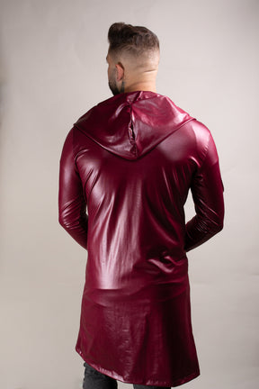 Cardigan Masculino com Capuz em Cirrê Bordô