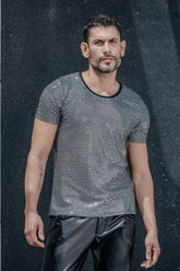 Camiseta Masculina Paetê Holográfico