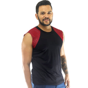 Regata Masculina Machão com Detalhe Vermelho No Ombro