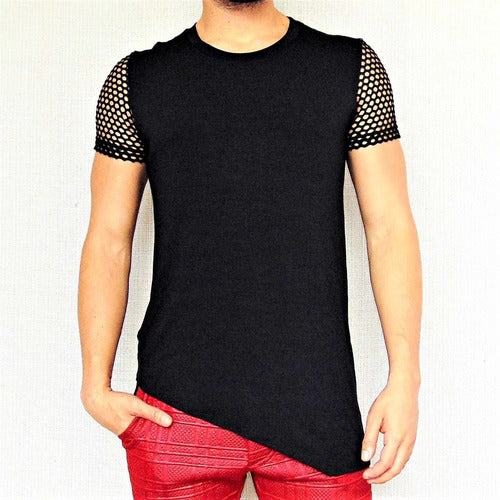 Camiseta Masculina Barra Transversal Viscolycra Manga Arrastão