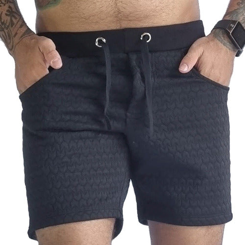 Short Masculino Matelassê em Moletinho Preto