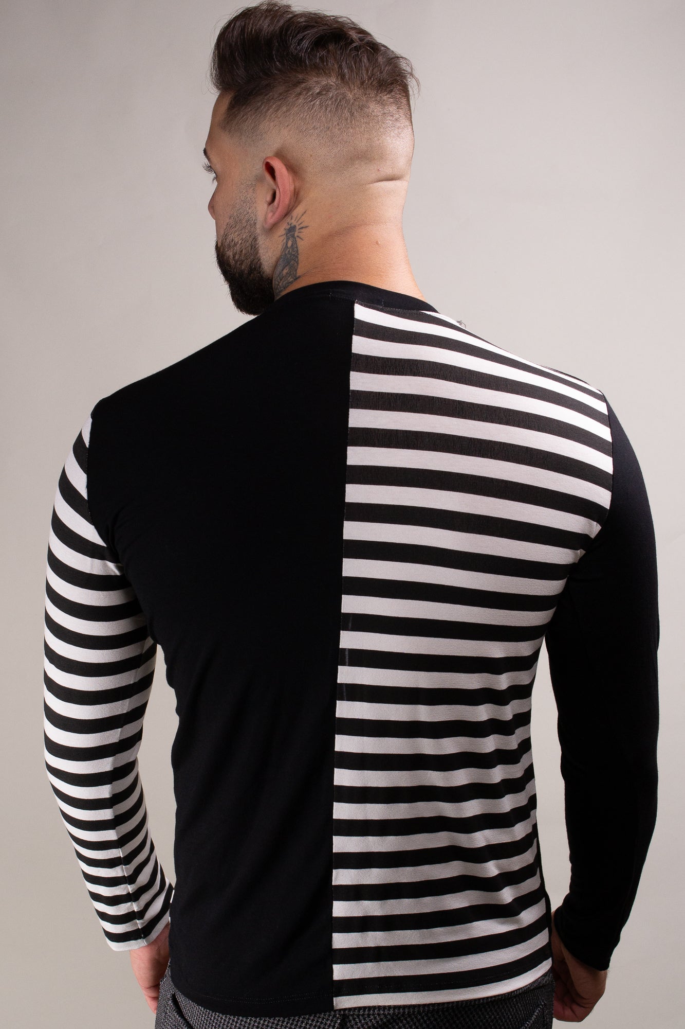 Camiseta Masculina Manga Longa Viscolycra Detalhe Listrado