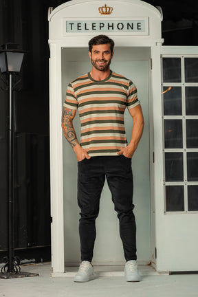 Camiseta Masculina Listras Pastel