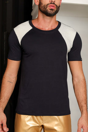 Camiseta Masculina Viscolycra Detalhe Lurex Pérola