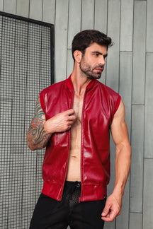 Colete Masculino Em Couro Ecológico