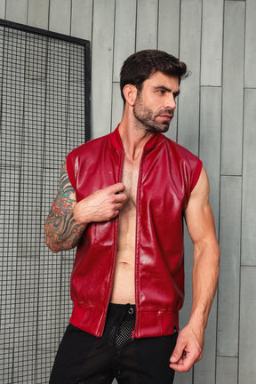 Colete Masculino Em Couro Ecológico