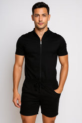 Macaquinho Masculino Gola Padre de Zipper Preto