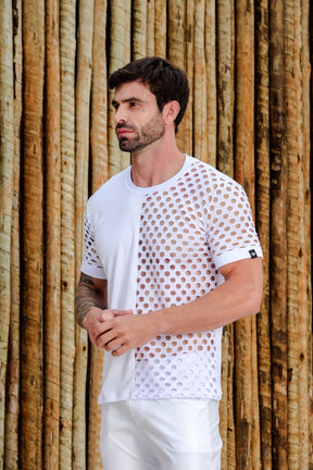 Camiseta Masculina Arrastão Metade Viscolycra