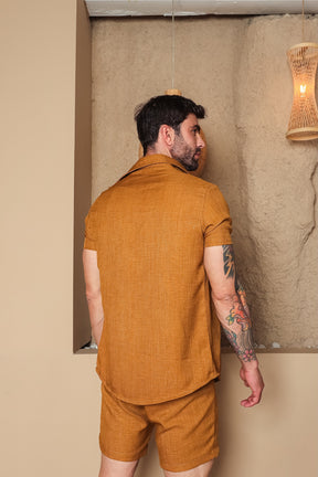 Conjunto Masculino Camisa e Short em Linho