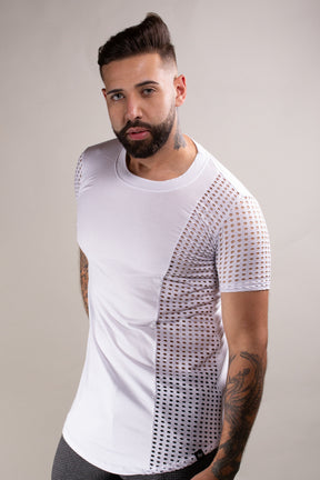 Camiseta Masculina em Viscolycra Detalhe Arrastão