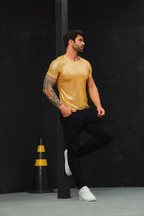 Camiseta Masculina em Paetê