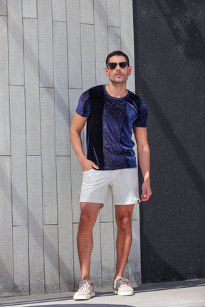 Camiseta Masculina em Veludo Detalhe Veludo Devorê